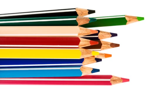 Beautiful color pencils on a white background