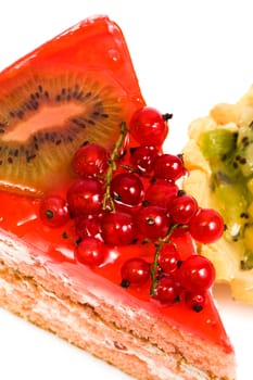 celebratory cake with currant on a white background