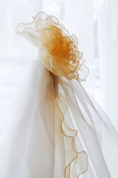 decoration curtains of tulle on the background of the window