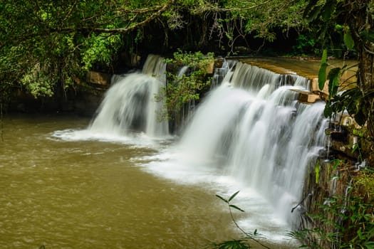 the beautiful fresh waterfall in the national park laid on the mountain