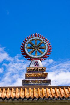 symbol of Buddhist at roof of temple pavilion,Chaingrai,Thailand