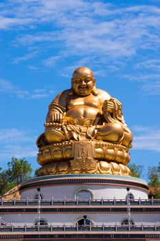 big Kasennen sculpture at the top of building,chinese temple,Chiangrai,Thailand