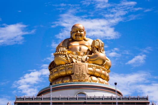 big Kasennen sculpture at the top of building,chinese temple,Chiangrai,Thailand