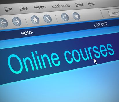Illustration depicting a computer screen capture with an onling courses concept.