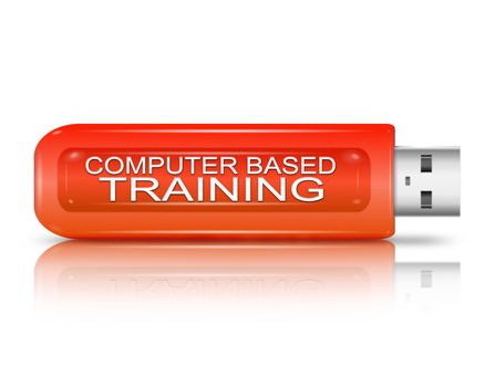 Illustration depicting a usb flash drive with a computer training concept.