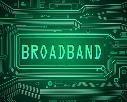 Abstract style illustration depicting printed circuit board components with a broadband concept.