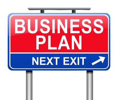 Illustration depicting a sign with a business plan concept.