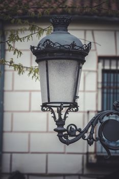 traditional street lamp with decorative metal flourishes