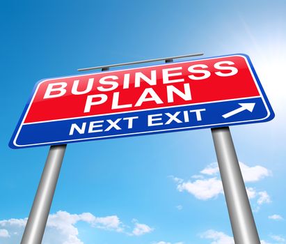 Illustration depicting a sign with a business plan concept.