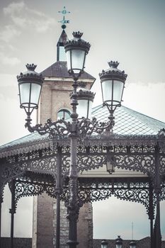 traditional street lamp with decorative metal flourishes