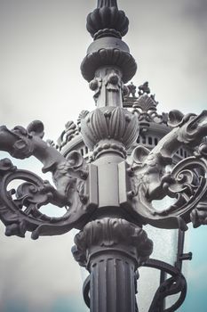 traditional street lamp with decorative metal flourishes