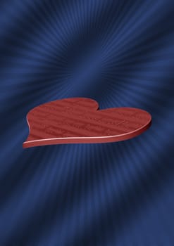 Abstract blue wave background with red heart