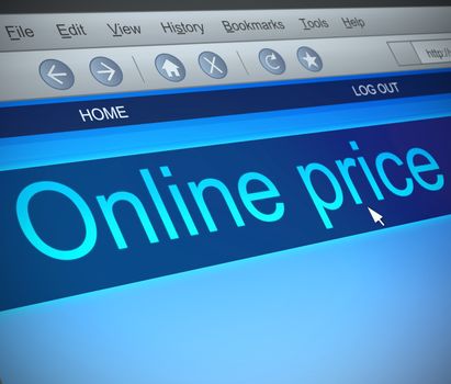Illustration depicting a computer screen capture with a online price concept.