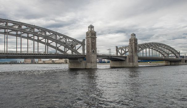 Bolsheokhtinsky Bridge, which connects the Okhta Region to the center just upstream from the Smolny Convent, is one of St. Petersburg's in Russia most impressive. 