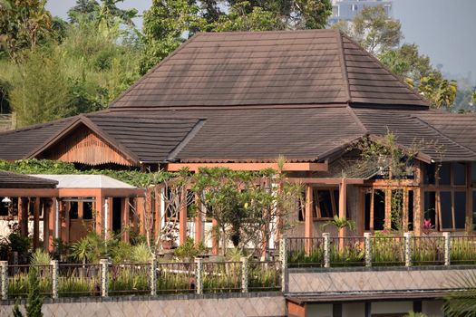 bandung, indonesia-june 9, 2014-rumah joglo restaurant in bandung, west java-indonesia