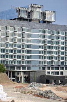 bandung, indonesia-june 9, 2014-unfinished luxury hotel that located in dago area, bandung-west java