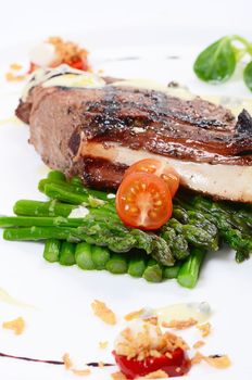 Rack of lamb grill with an asparagus