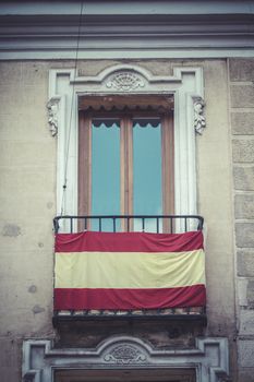 balconies with Spanish flags, Spain