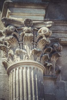 Empire, Corinthian capitals, stone columns in old building in Spain