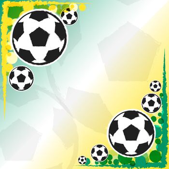 soccer balls over yellow green background, football sport concept