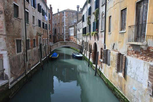 One of the side channels in Venice,Italy