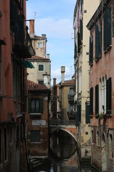 One of the side channels in Venice,Italy