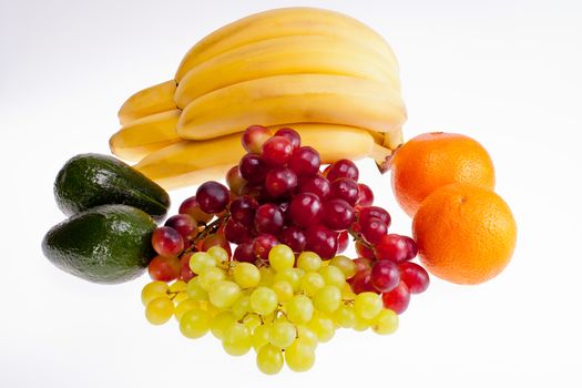 group of fresh fruits isolated on white background