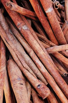 Close up of old cinnamon sticks