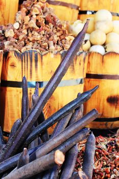 Spices and herbs on oriental market