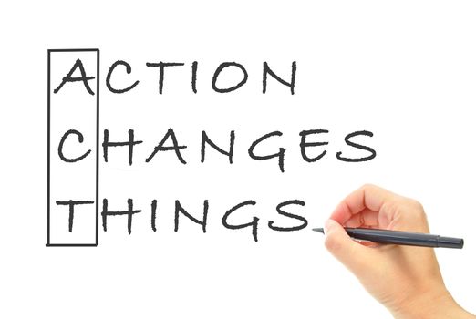 Action changes things spelling the word act 