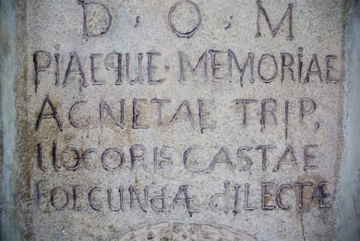 A detail of a 300 year old tomb stone, Melaka, Malaysia