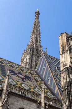 Detailed view of St. Stephan's Cathedral's tower, Vienna.