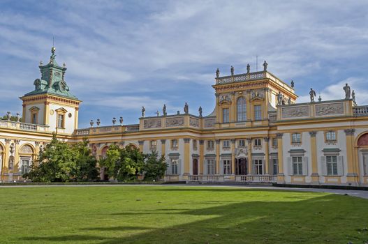 View of the Royal Palace in Wilanow, Warsaw, Poland.