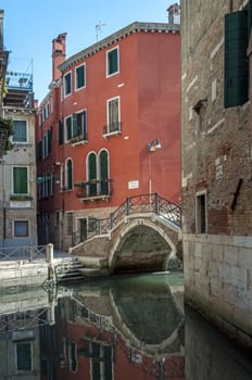 Bridge over a canal in Venice, Italy.