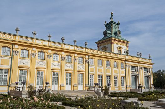 View of the Royal Palace in Wilanow, Warsaw, Poland.