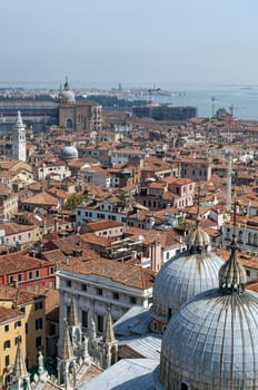 High angle view of the Patriarchal Cathedral Basilica of Saint Mark, Venice, Italy.