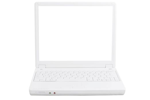 Modern white Laptop PC on isolated background
