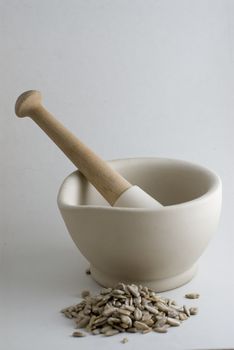 Pestle and Mortar with spice cooking ingredients