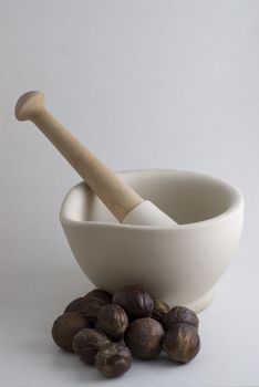 Pestle and Mortar with spice cooking ingredients