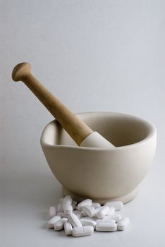 Pestle and Mortar with spice cooking ingredients