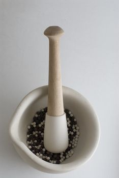 Pestle and Mortar with spice cooking ingredients