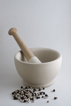 Pestle and Mortar with spice cooking ingredients