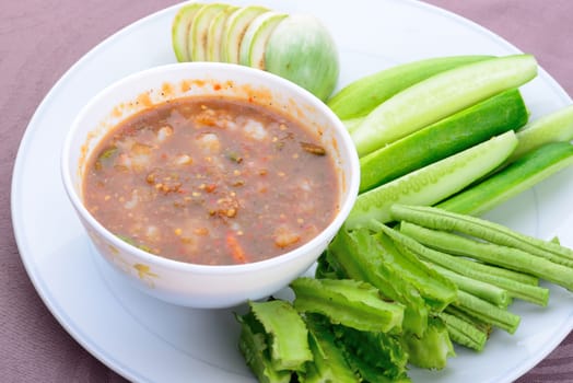 Fresh Shrimp Paste and Fresh Vegetables,Thai food