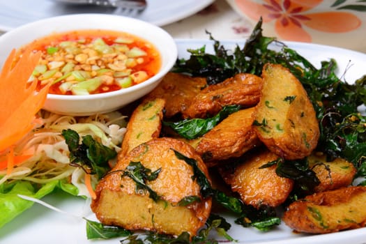 Thai Food name Fried Fish Cake (Tod Mun Pla)