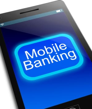 Illustration depicting a phone with a mobile banking concept.