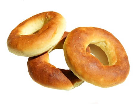 Tasty bagel on white background is insulated