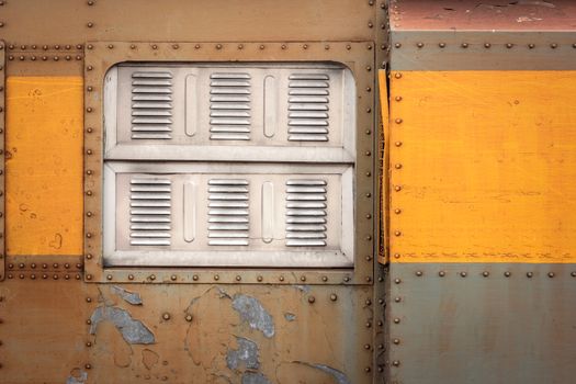 decorative old metal window with old train