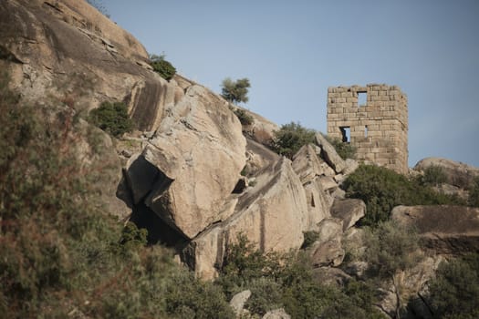 Lake Bafa Nature Park in Turkey, near Aegean Sea. Ancient Greek city Heraclea ruins can be seen all around the lake. 