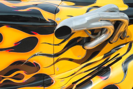 flaming paintwork on a custom auto streetrod