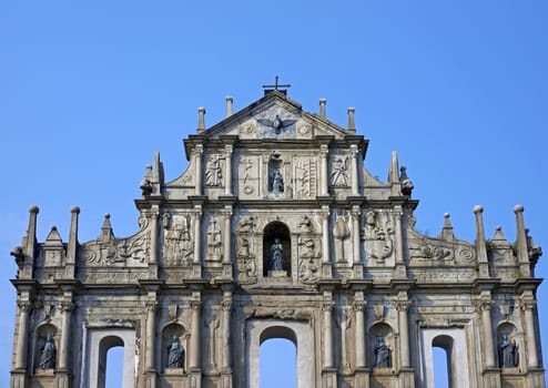 The ruined facade of St Paul's Church in Macau, China
